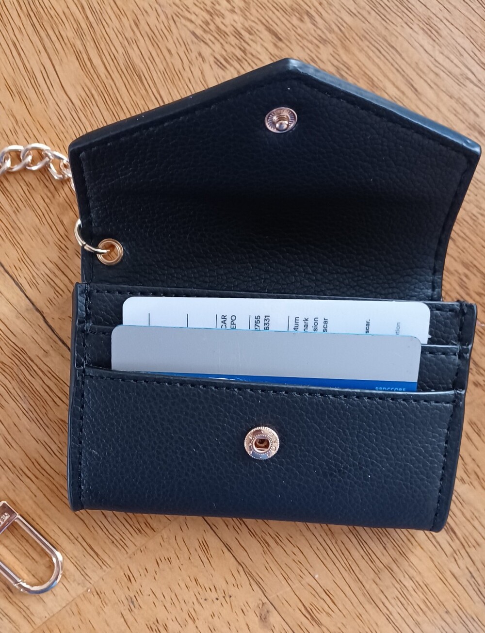 Black Cardholder Wallet with Gold Chain